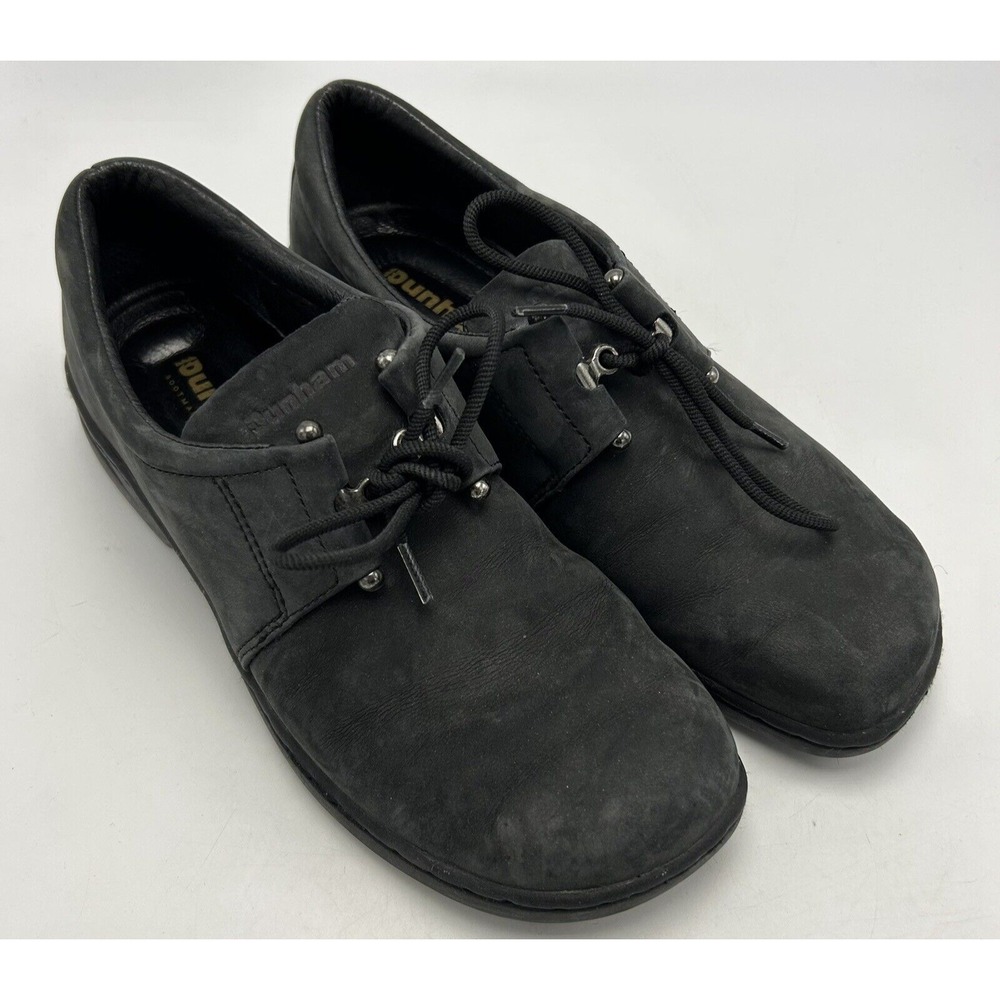 Dunham Oxford Shoes Woman 7.5 B Black Suede Leather Lace Up Comfort Sole Walking